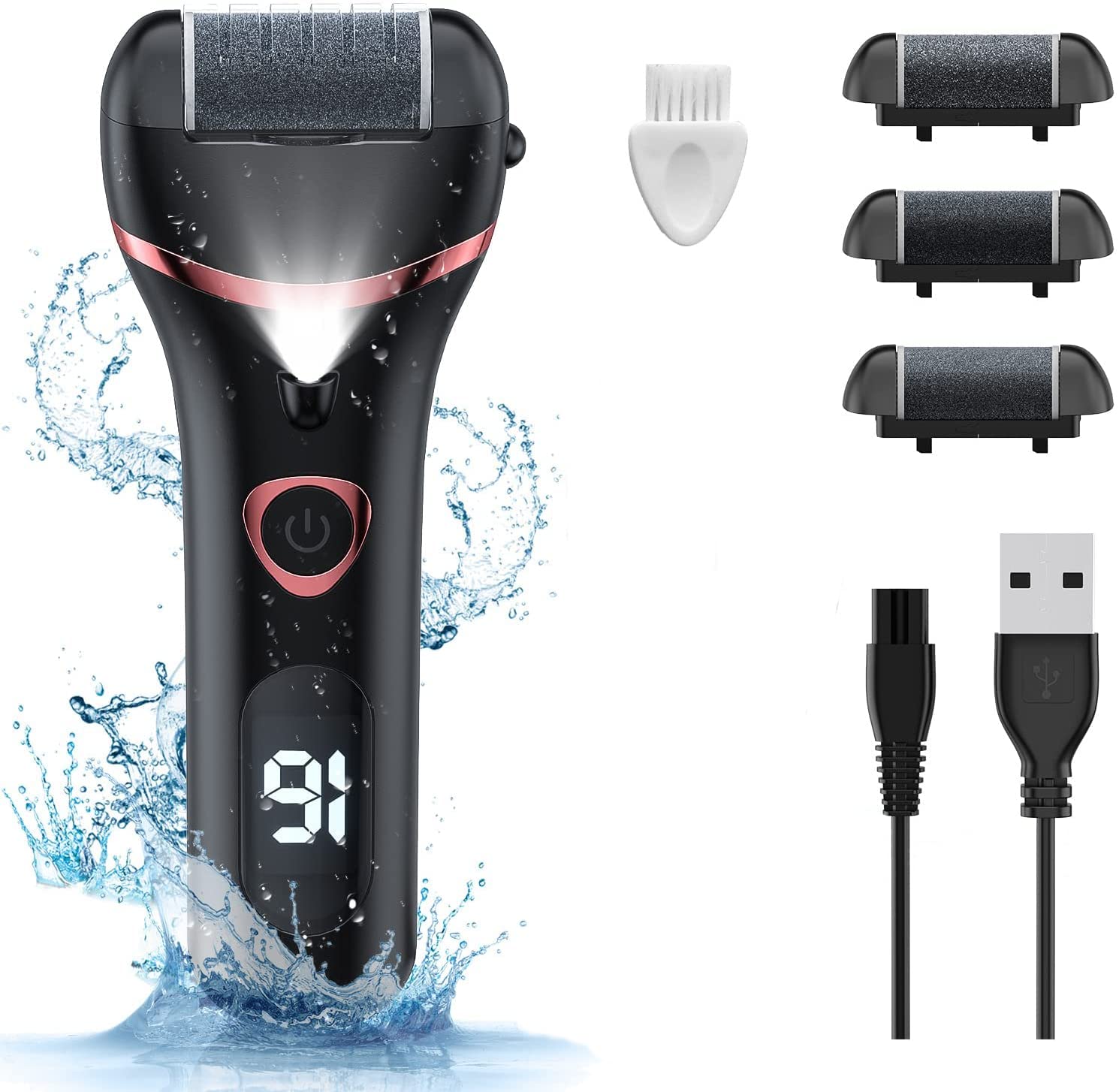 HANNEA Electric Callus Remover, Foot scrubber for dead skin Removal, Professional Pedicure Kits with 3 Rollers Switchable, Improve Rough Heel, IP Waterproof Pedicure Machine Foot Care HANNEA Electric Callus Remover, Foot scrubber for dead skin Removal, Professional Pedicure Kits with 3 Rollers Switchable, Improve Rough Heel, IP Waterproof Pedicure Machine Foot Care